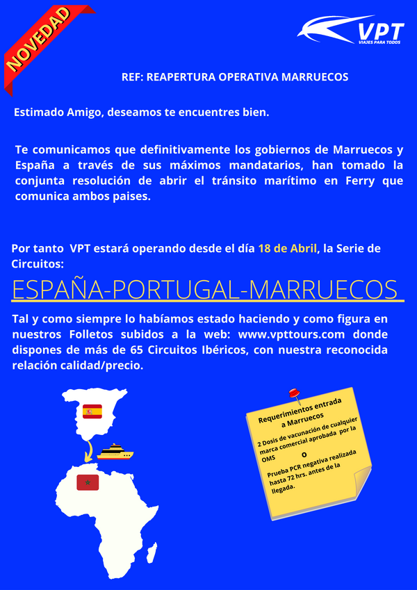 APERTURA DESTINO MARRUECOS